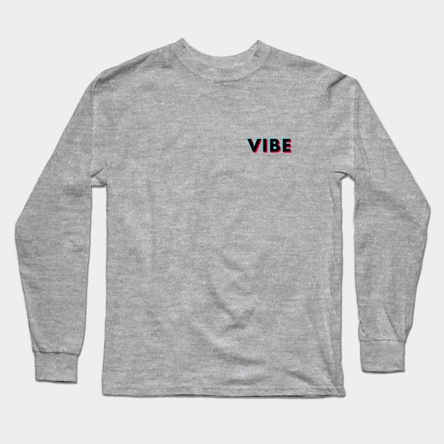 Vibe Glitch Black Small Logo Long Sleeve T-Shirt by BeyondTheDeck